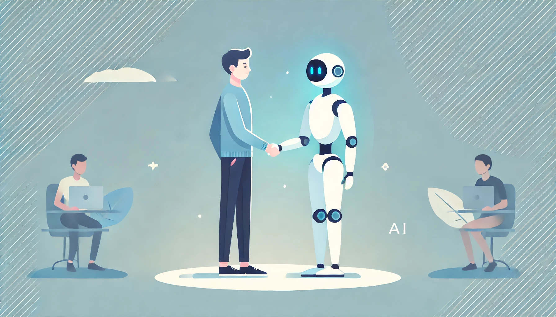 개발자와 AI가 악수하는 일러스트
