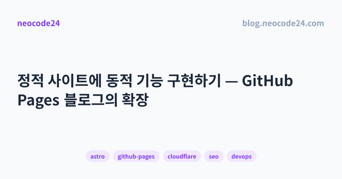 정적 사이트에 동적 기능 구현하기 — GitHub Pages 블로그의 확장 OG 이미지